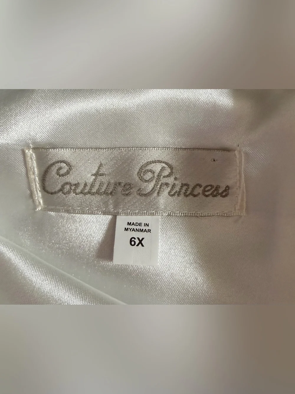 Girls’ Couture Princess White Pearl Trim Tulle Dress